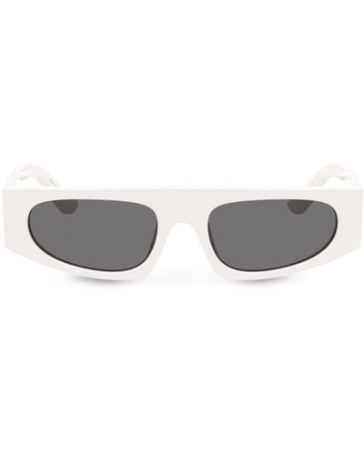 Dolce & Gabbana Dg Crossed Rectangle-frame Sunglasses - Grey