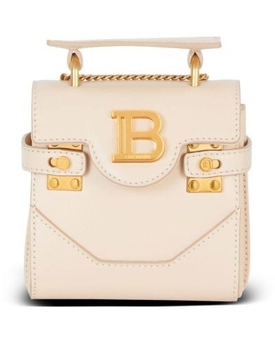 Balmain Mini B-buzz 12 Leather Handbag - Natural