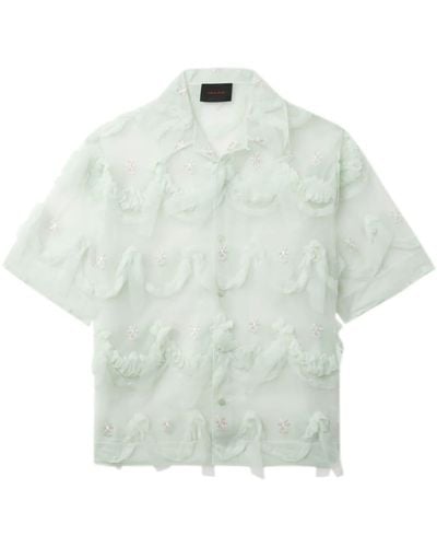 Simone Rocha Floral-embroidered Tulle Shirt - Blue
