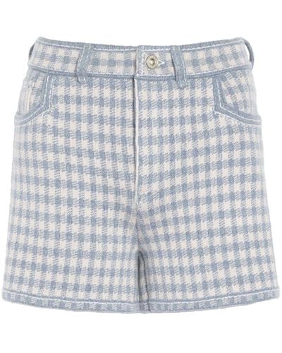 Barrie Gingham-check Cashmere-blend Shorts - Grey