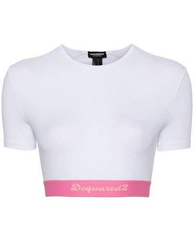 DSquared² T-shirt crop con logo - Bianco