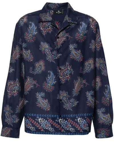 Etro Printed Cotton Shirt - Blue