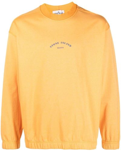 Stone Island Sweater Met Logoprint - Geel