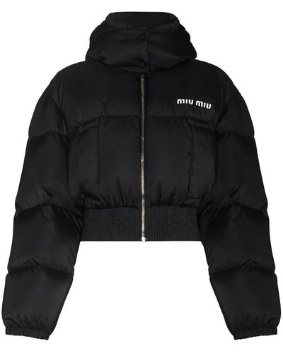 Miu Miu Gefütterte Jacke mit Logo-Print - Schwarz