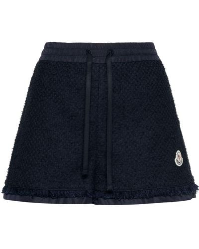 Moncler Logo-patch Tweed Shorts - Blauw