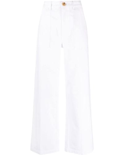 Sandro Logo-appliqué Organic-cotton Wide-leg Jeans - White