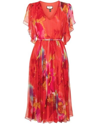 Nissa Kleid mit abstraktem Print - Rot