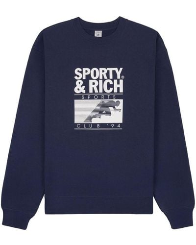 Sporty & Rich Motion Club Logo-print Sweatshirt - Blue