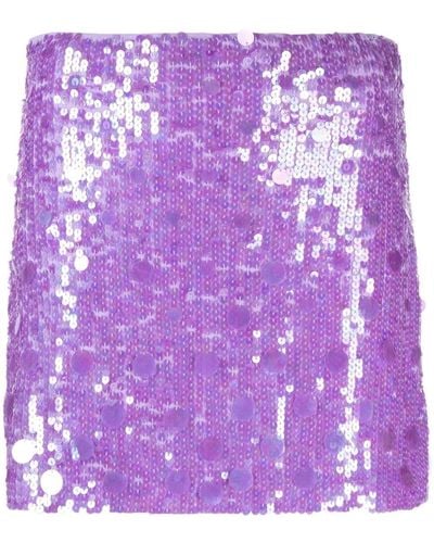 P.A.R.O.S.H. Jupe brodée de sequins à taille haute - Violet