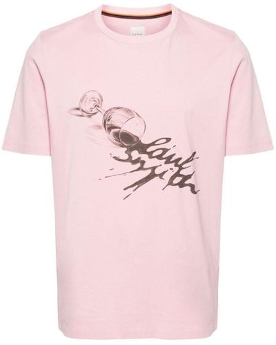 Paul Smith Wine Glass Organic Cotton T-shirt - Pink
