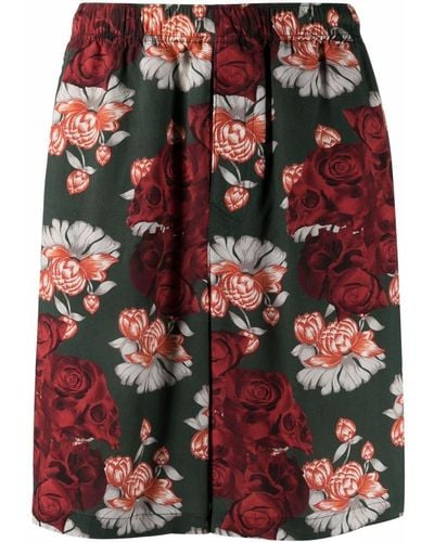 Undercover Rose-print Bermuda Shorts - Green