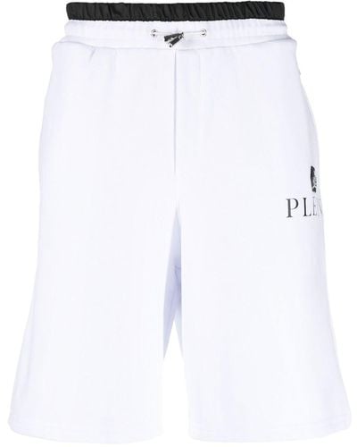 Philipp Plein Short de sport à plaque logo - Blanc