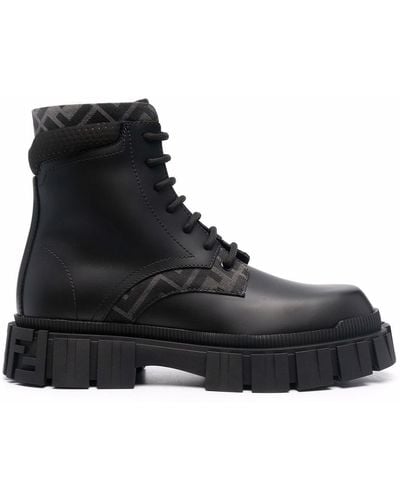 Fendi Bottines lacées à motif monogrammé - Noir