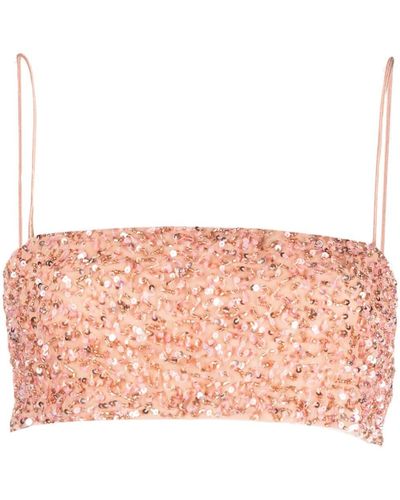 retroféte Sequin-embellished Cropped Top - Pink