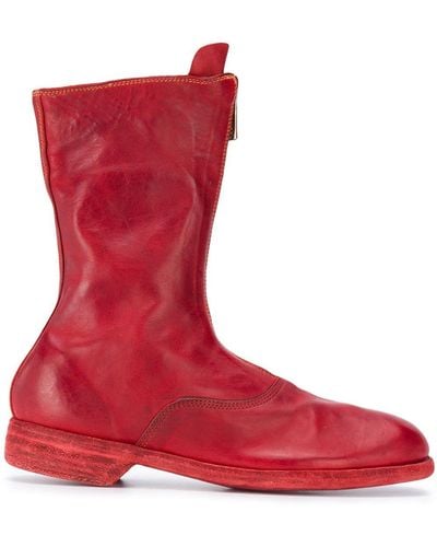 Guidi Women 310 Front Zip Military Boots - Red