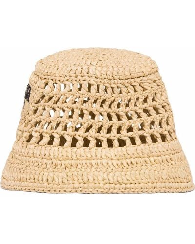 Prada Sombrero de pescador con logo bordado - Neutro