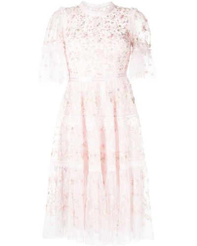 Needle & Thread Embroidered Tulle Dress - Pink