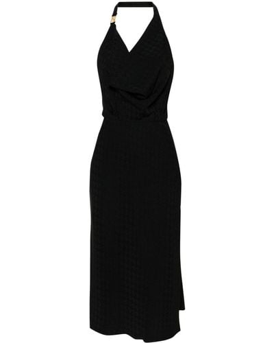 Elisabetta Franchi Monogram-jacquard Midi Dress - Black