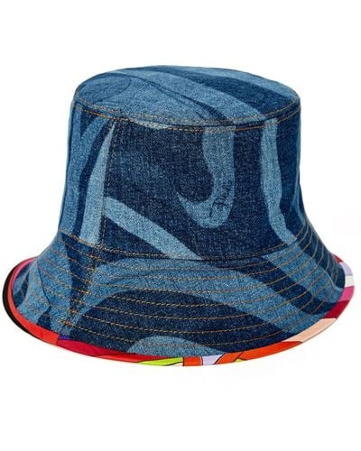 Emilio Pucci Denim Cotton Bucket Hat - Blue