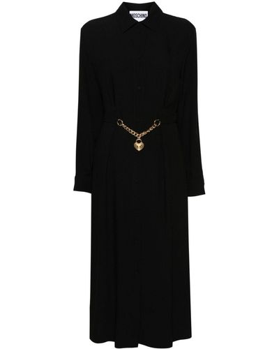 Moschino Heart-padlock Belted Shirtdress - Black