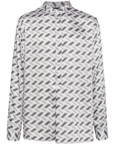 Emporio Armani Abstract-print Long-sleeve Shirt - Grey
