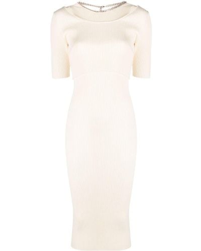 Liu Jo Ribbed-knit Layered Midi Dress - White