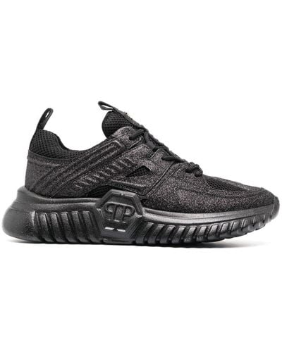 Philipp Plein Runner Glitter-embellished Sneakers - Black