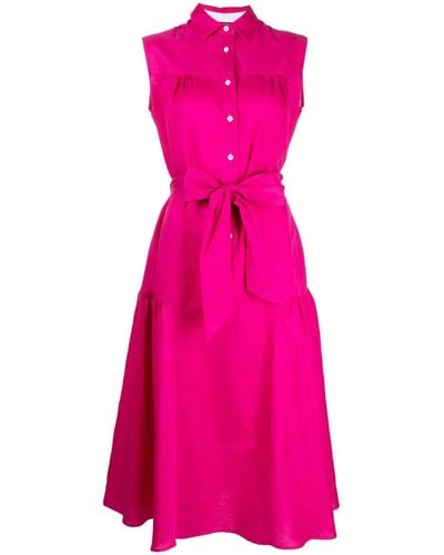 Kiton Flared Sleeveless Midi Shirtdress - Pink