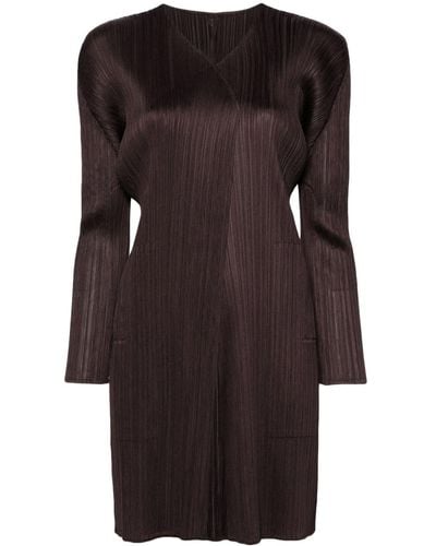 Pleats Please Issey Miyake Monthly Colors: April Pleated Coat - Brown