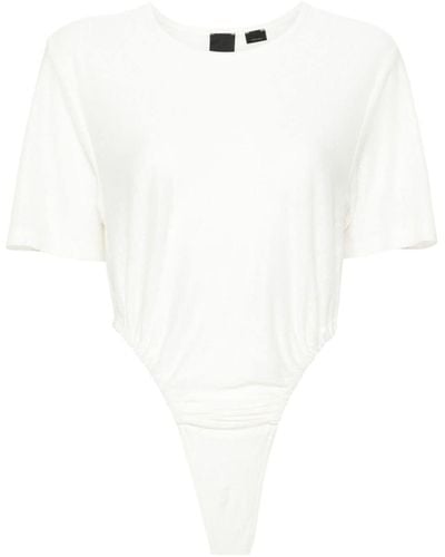 Pinko Short-sleeve Linen Bodysuit - White