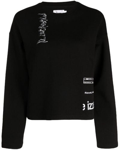 Izzue Sweater Met Geborduurd Logo - Zwart