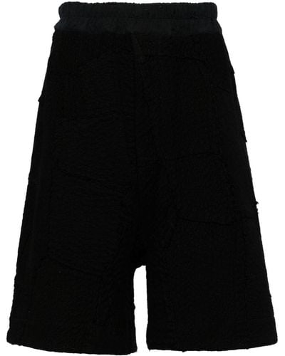 By Walid Elasticated-waistband Cotton Shorts - Black