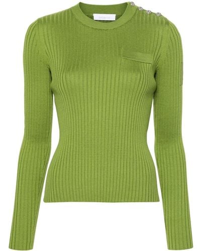 Rabanne Crew-neck Ribbed-knit Top - Green