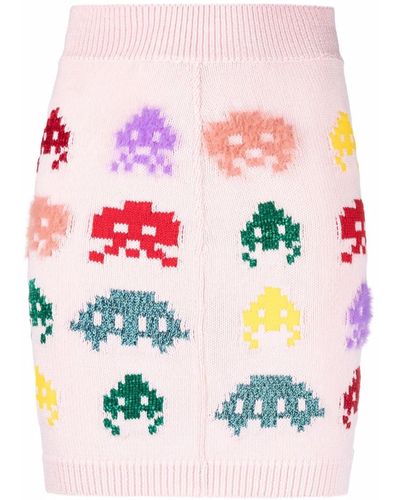 Stella McCartney Alien Intarsia-knit Mini Skirt - Pink