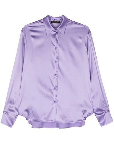 Manuel Ritz Satin Silk-blend Shirt - Purple