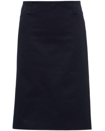 Miu Miu Straight Appliqué-logo Skirt - Blue