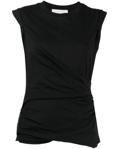 3.1 Phillip Lim Draped-detail Cotton Tank Top - Black