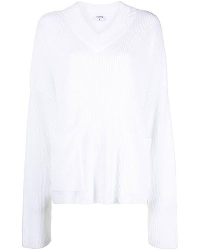 Filippa K Gerippter Pullover mit V-Ausschnitt - Weiß
