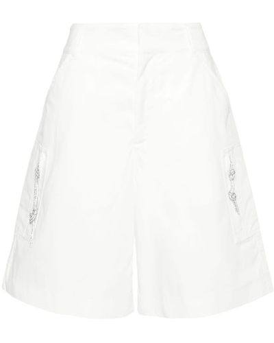 DARKPARK Crystal-embellishment Cotton Shorts - White