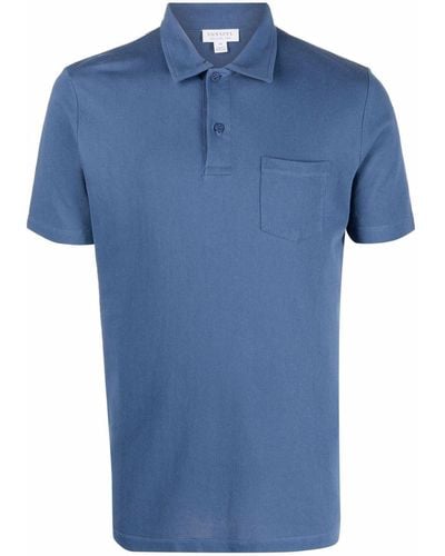 Sunspel Pocket Cotton Polo Shirt - Blue