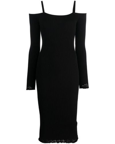 Blumarine Lace-trim Cold-shoulder Dress - Black