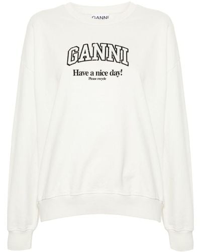Ganni Logo-print Sweatshirt - White