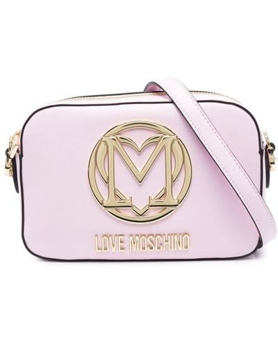 Love Moschino Umhängetasche mit Logo-Schild - Pink