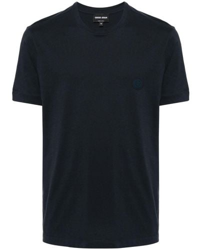 Giorgio Armani Rubberised-logo Cotton T-shirt - Black