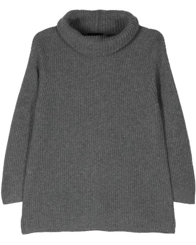 Emporio Armani Roll-neck Ribbed-knit Sweater - Gray