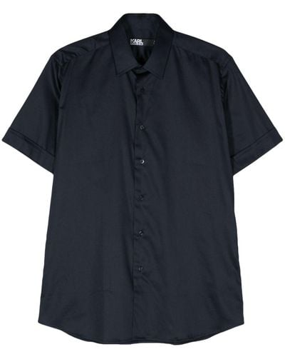 Karl Lagerfeld Kurzärmeliges Hemd aus Popeline - Blau