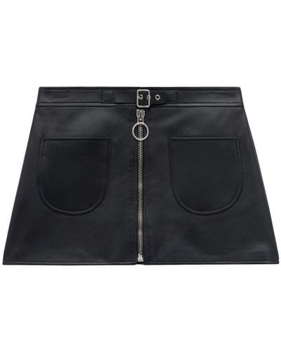 Courreges Zip-up Leather Miniskirt - Black