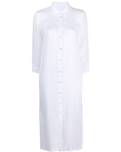 120% Lino Maxi-Hemdkleid aus Leinen - Weiß