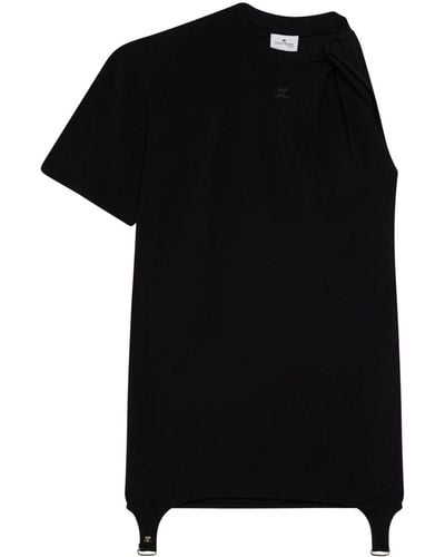 Courreges Twist-detail Short-sleeve Minidress - Black