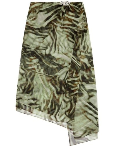 DIESEL O-stent Abstract-print Skirt - Green
